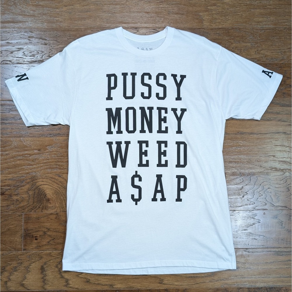 New A$AP Rocky Official Pu**y Money W**d Size X Large‎ Rap Tee 22x31 Rare